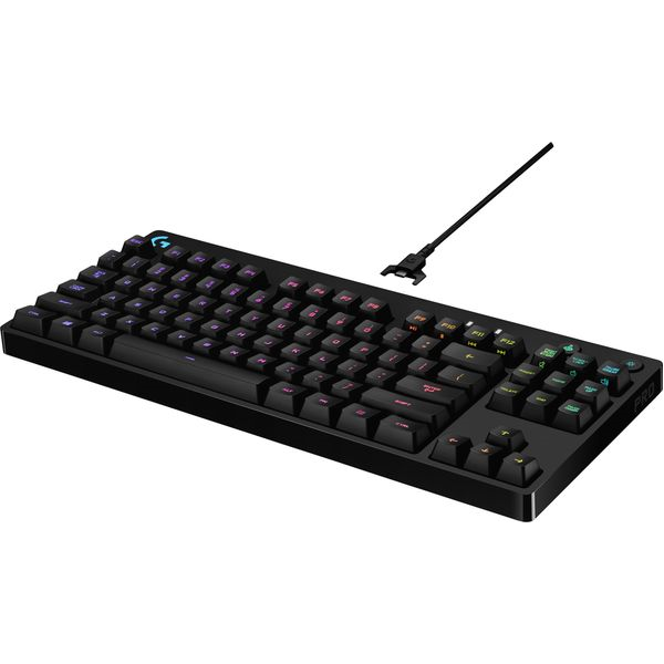 Logitech G PRO TKL Mechanical Gaming Keyboard, GX Blue Clicky Key Switches, LIGHTSYNC RGB, Portable Tenkeyless Design for esport Gaming, Detachable Micro USB Cable, QWERTY UK Layout - Black - 3